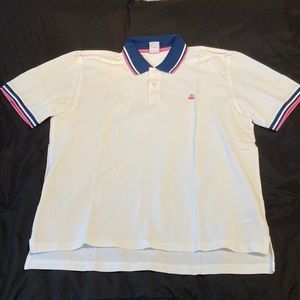 Brooks Brothers White Short-Sleeve Polo Shirt - Sz L